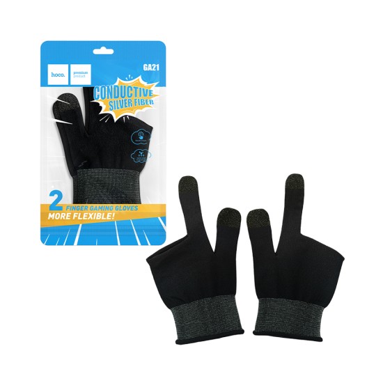 Luvas de Jogo Hoco GA21 Eagle Claw em Fibra Prateada com Dois Dedos Preto